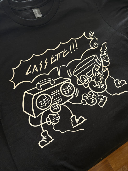 Cassette 3 year tees W/ art by Picnic Tatoos! Black/White S-XXL