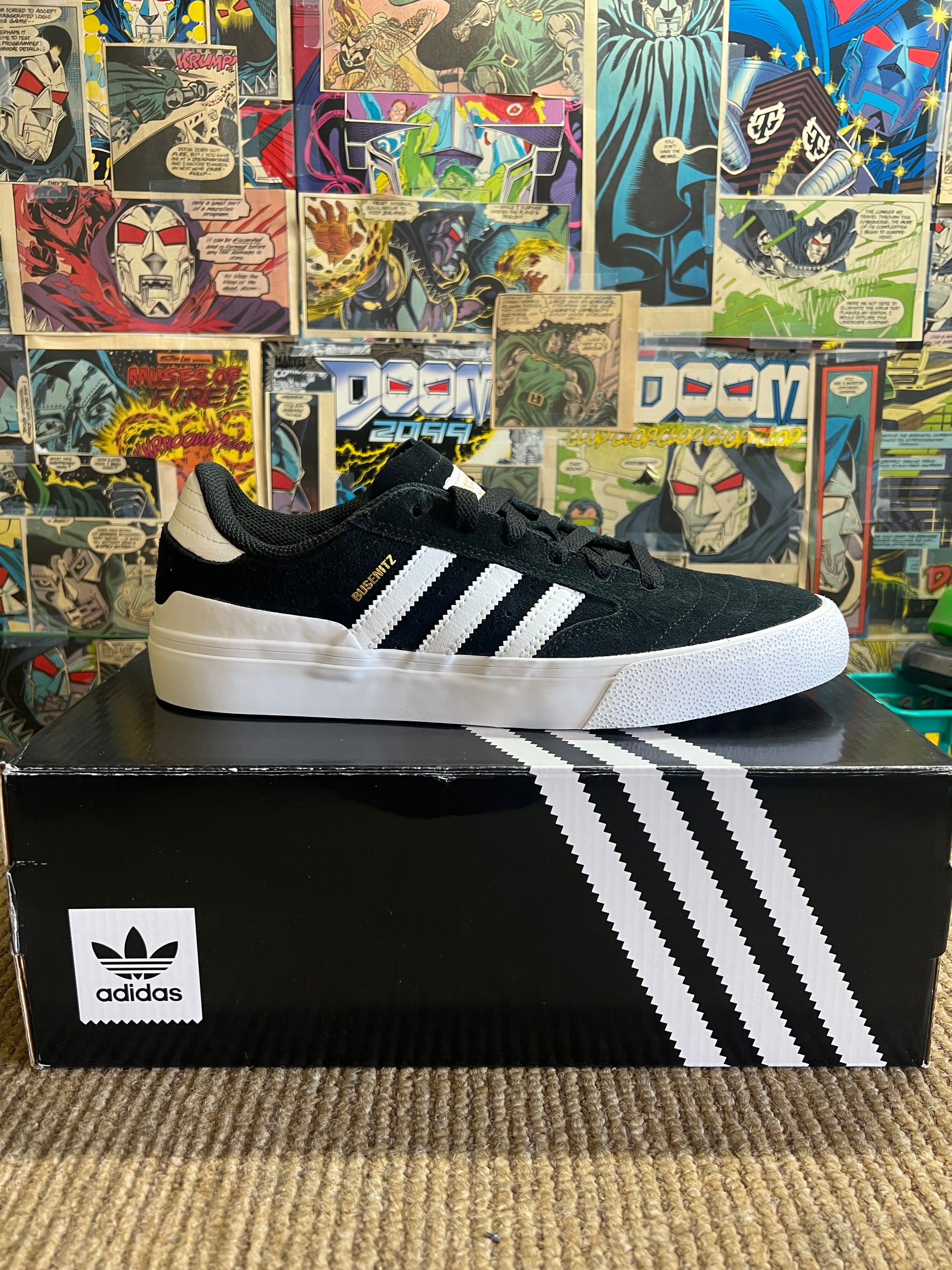 Adidas Busenitz Vulc II Black/White (7-12) – Cassette Skateshop