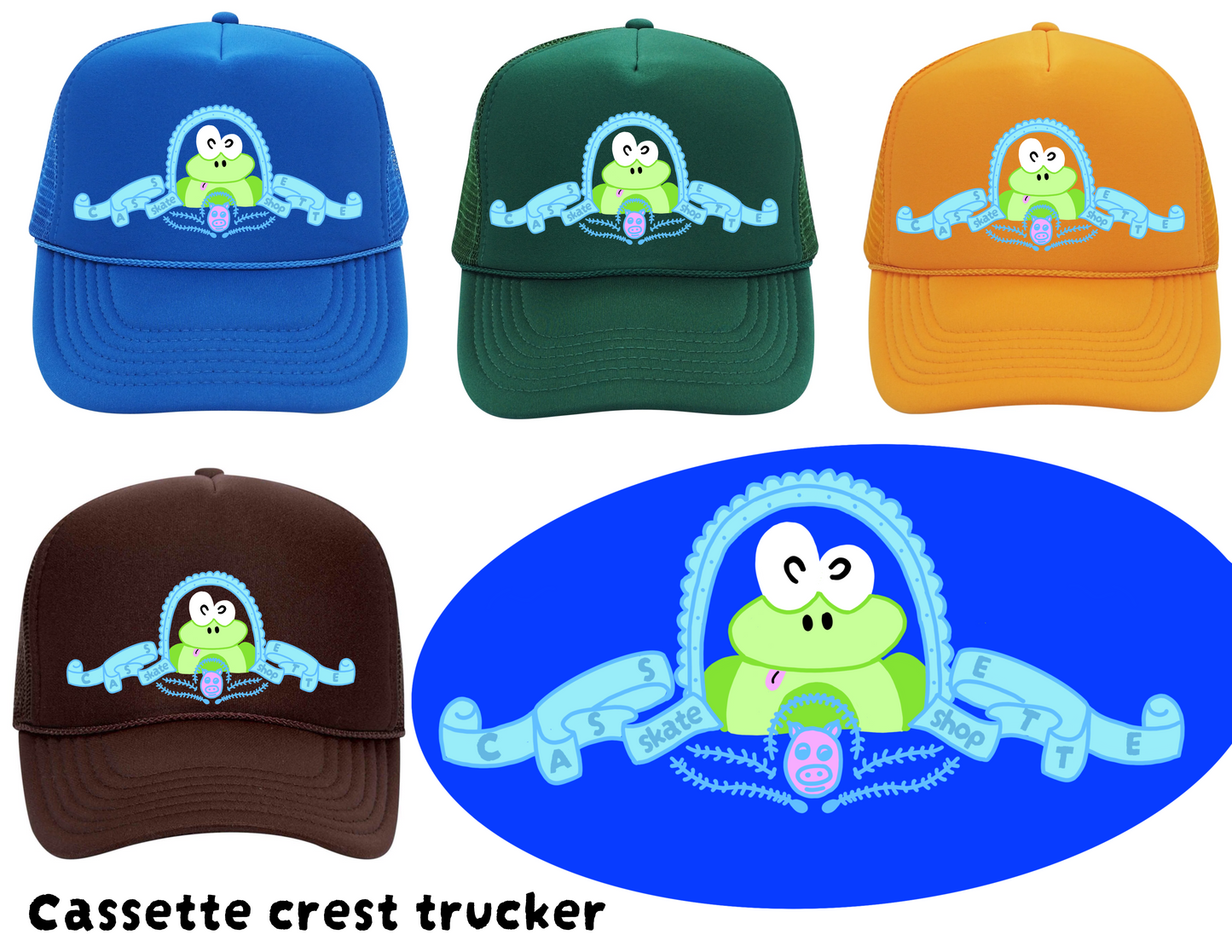 Cassette Frog Crest Trucker Hat (asst colors) Pre Order